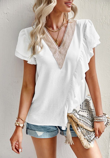 Asymmetrical Ruffle Front Blouse