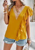Asymmetrical Ruffle Front Blouse