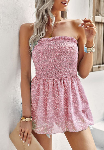 Leopard Print Shirred Top