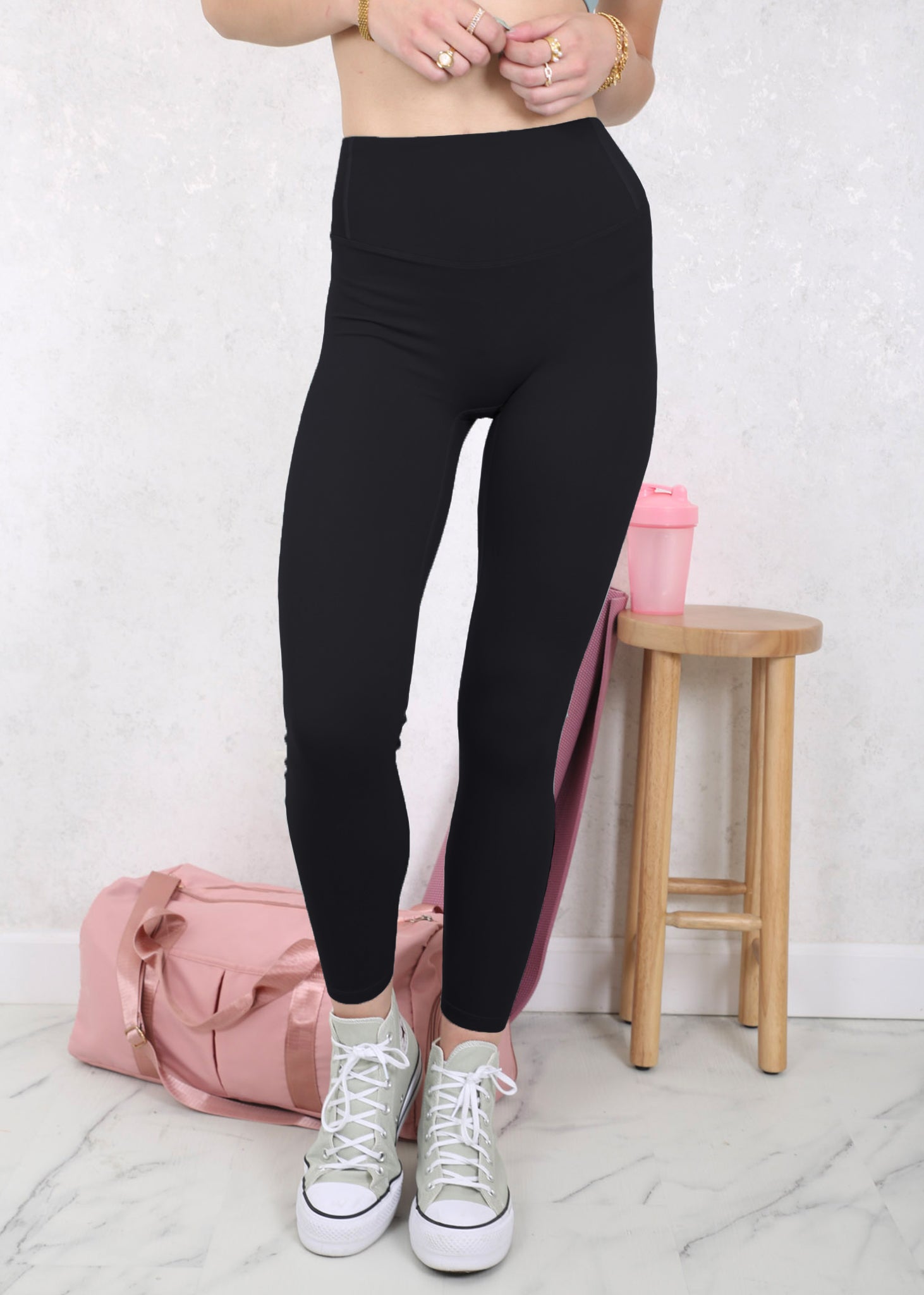 Leggings deportivos de cintura alta y color liso