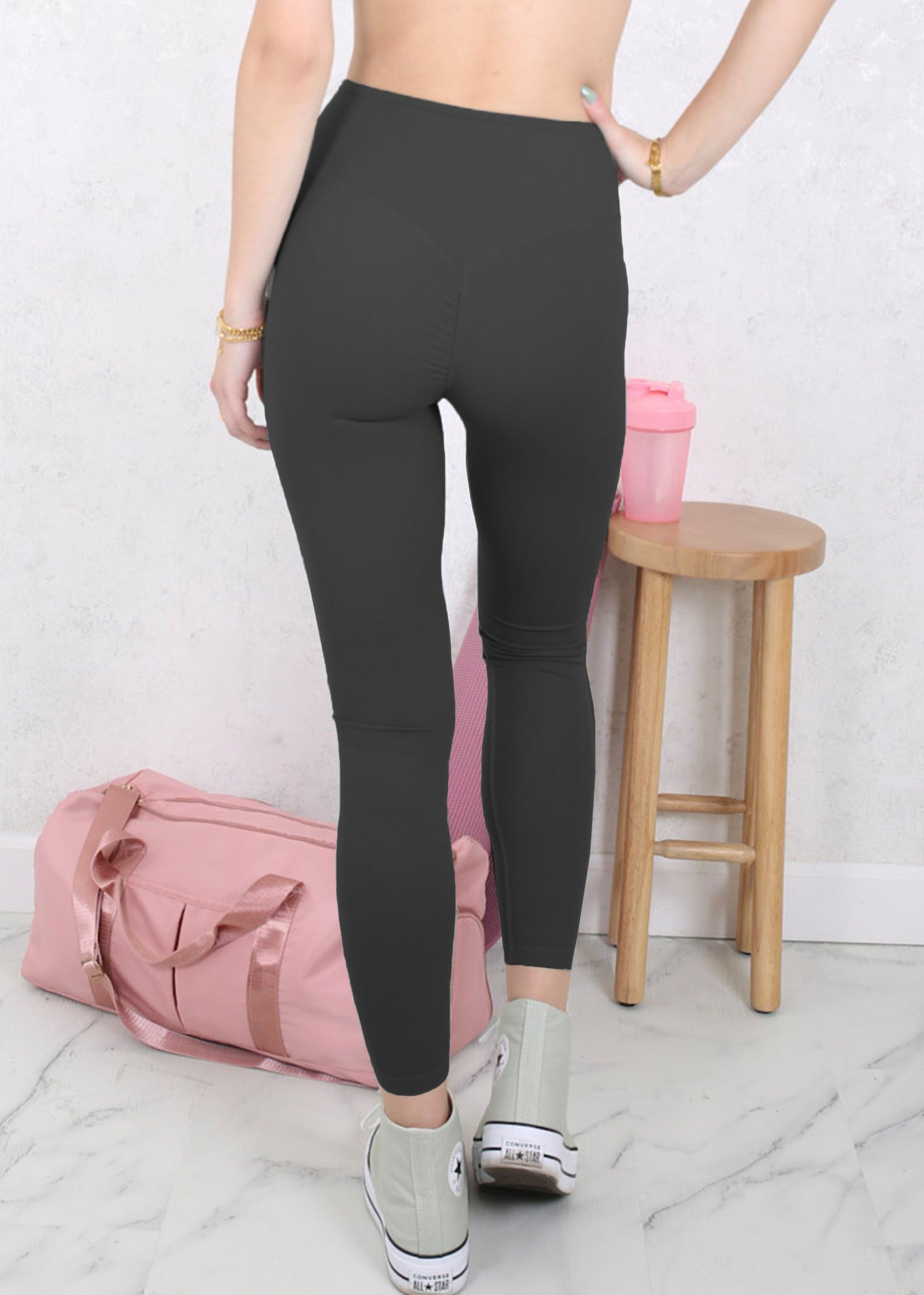 Leggings deportivos de cintura alta y color liso