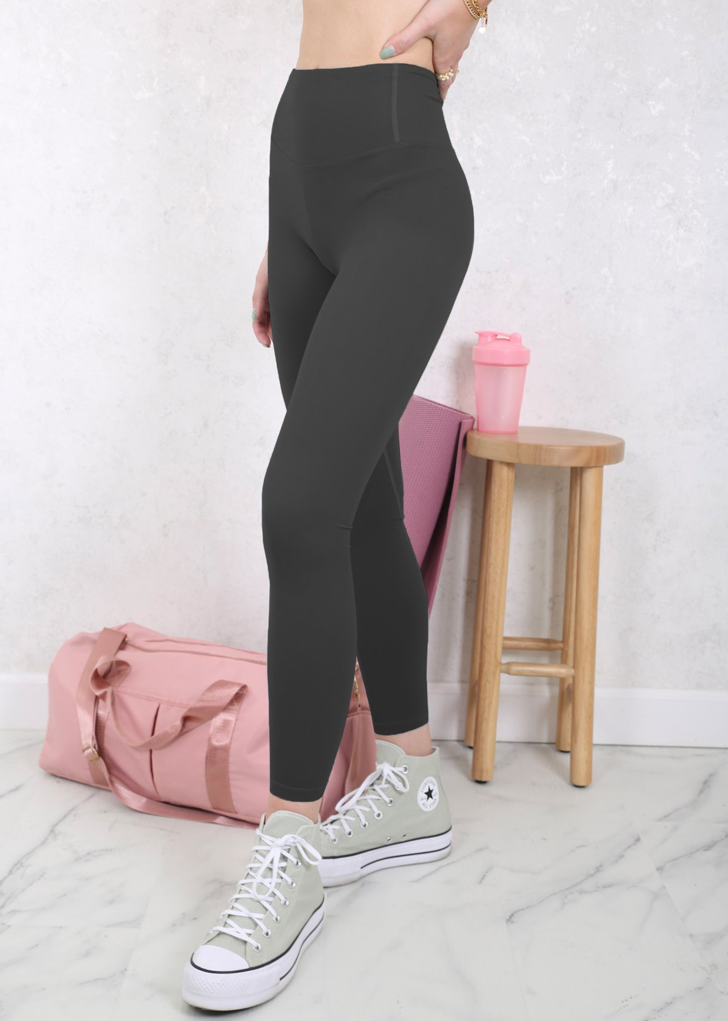 Leggings deportivos de cintura alta y color liso