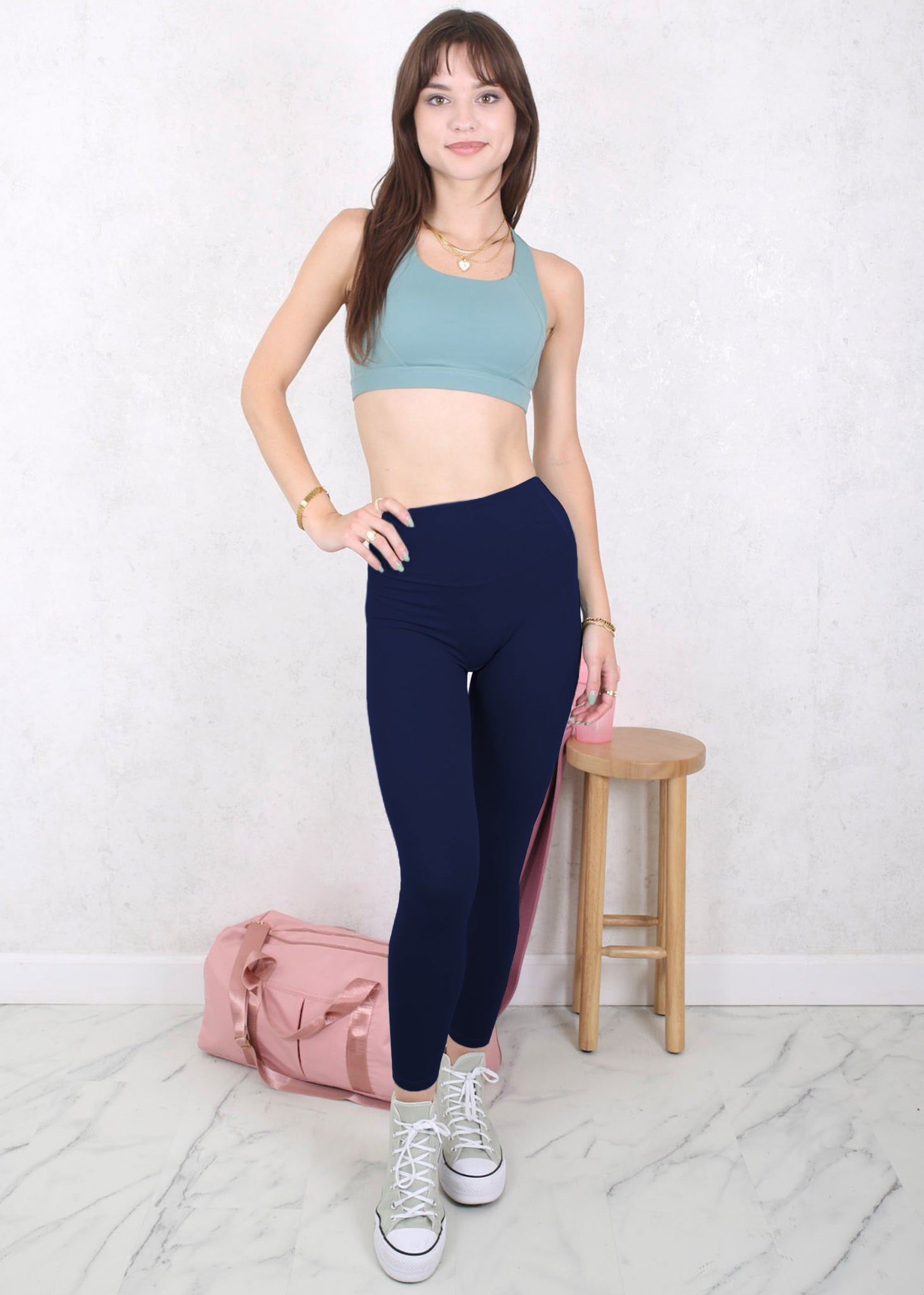 Leggings deportivos de cintura alta y color liso