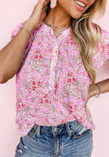 Tiered Short Sleeve Textured Blouse