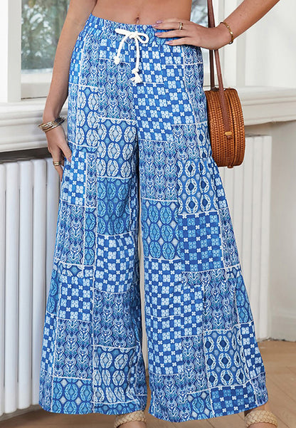Drawstring Waist Geometric Print Pants
