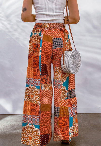 Drawstring Waist Geometric Print Pants