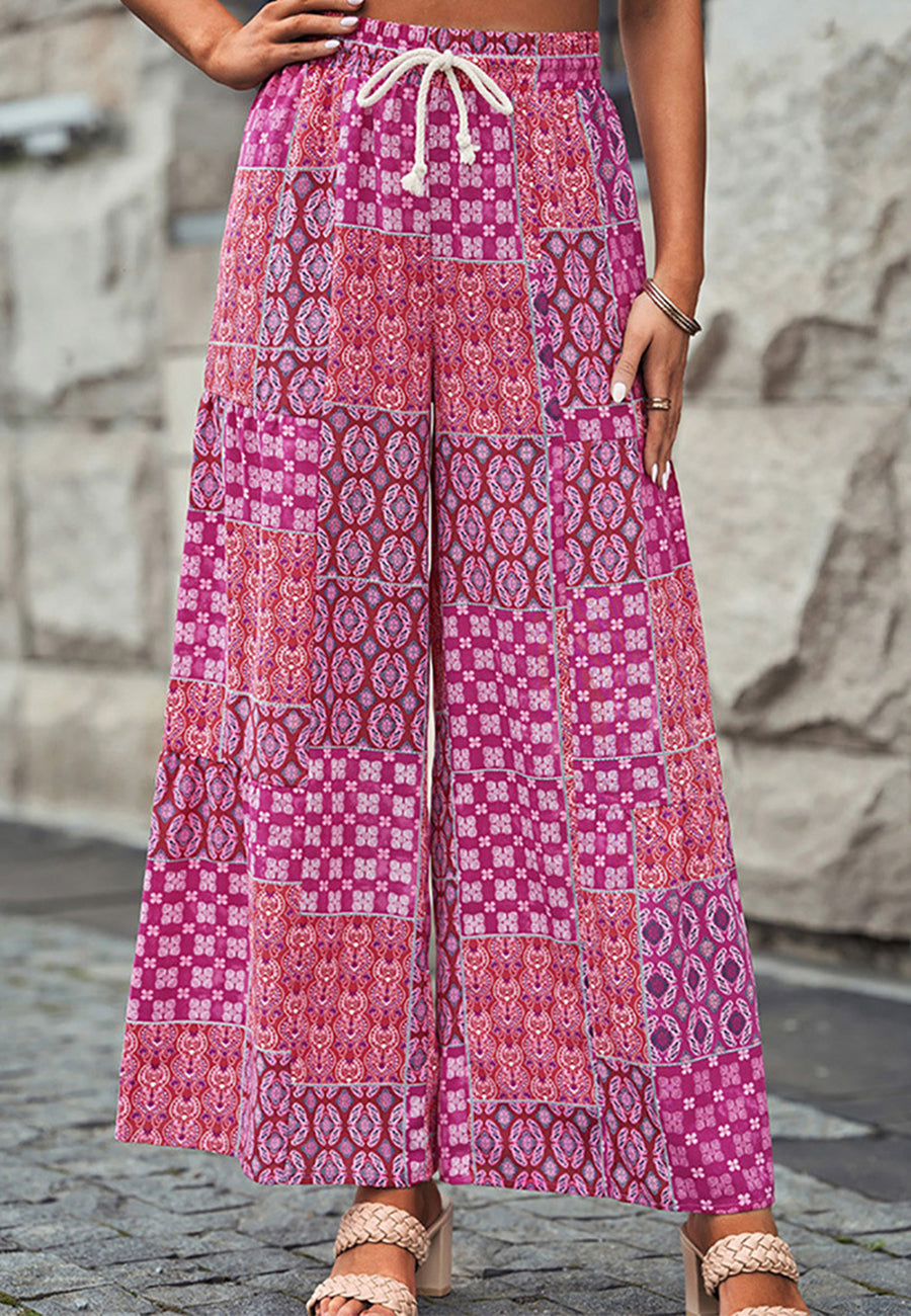 Drawstring Waist Geometric Print Pants
