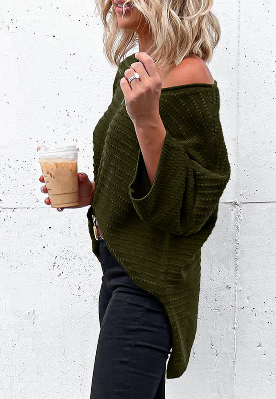 Drop Shoulder Textured Knit Shirt