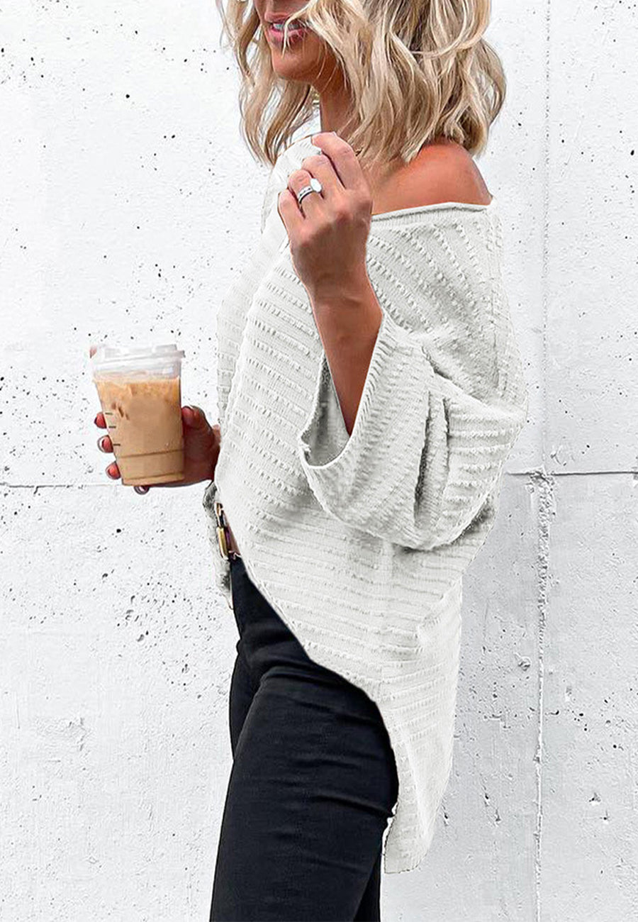 Drop Shoulder Textured Knit Shirt