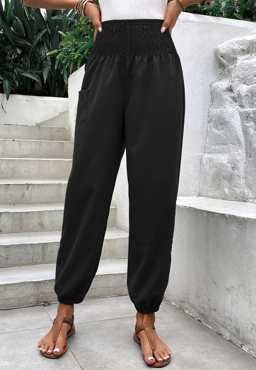 Shirred High Waist Pants