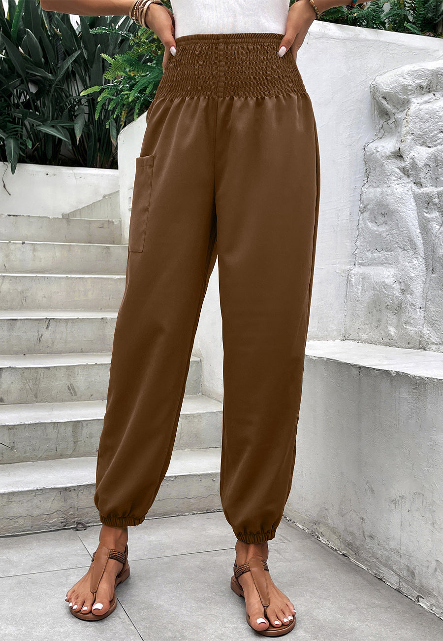 Shirred High Waist Pants