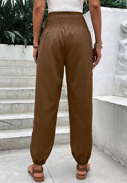 Shirred High Waist Pants
