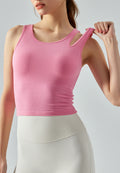 Shoulder Cutout Ribbed Tank