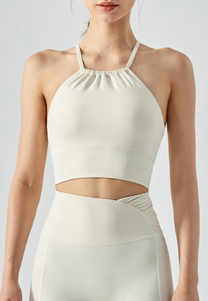 Top de cuello halter de color sólido