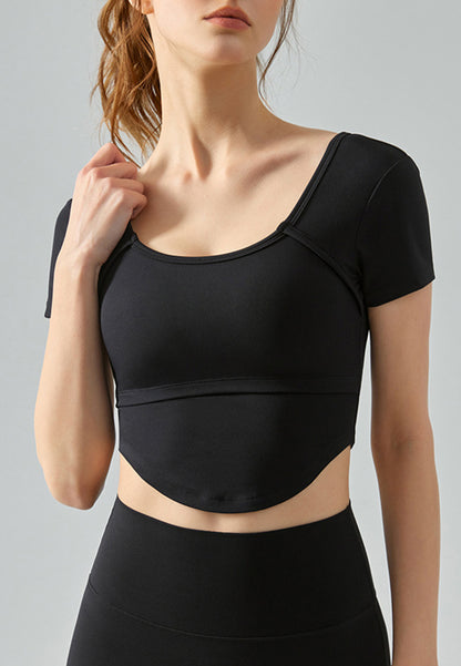 Curved Hem Cutout Back Top