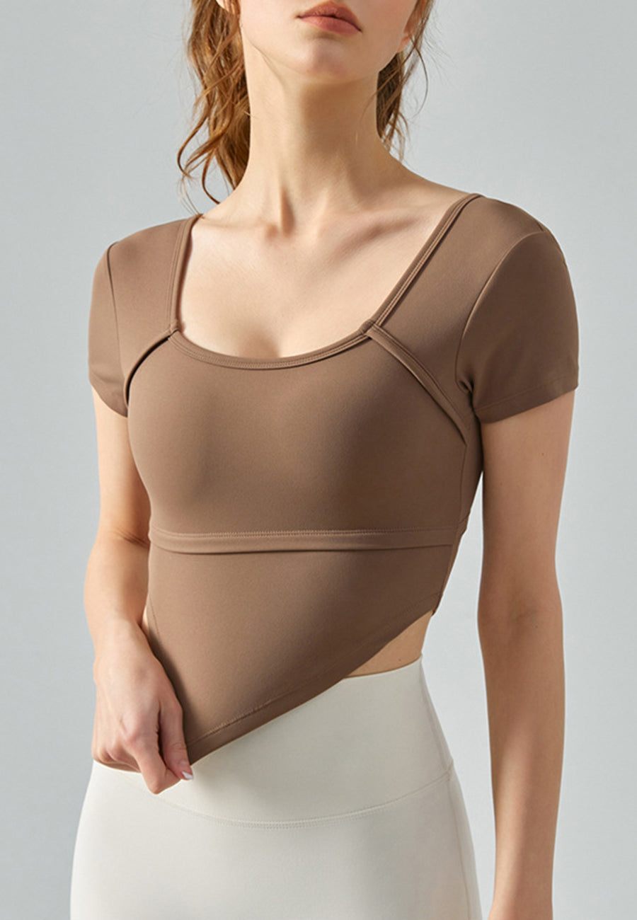 Curved Hem Cutout Back Top