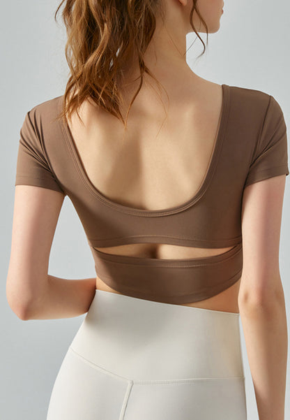 Curved Hem Cutout Back Top