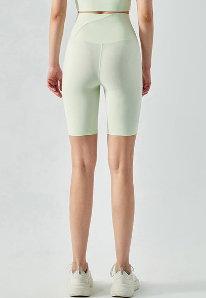 Curved Detail Ruched Biker Shorts