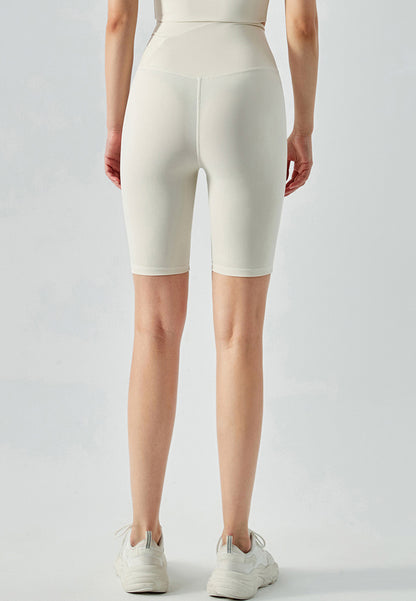 Curved Detail Ruched Biker Shorts
