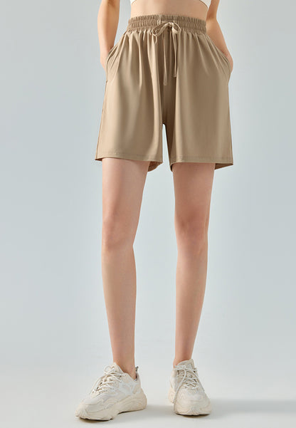 Pantalones cortos de cintura alta de color liso