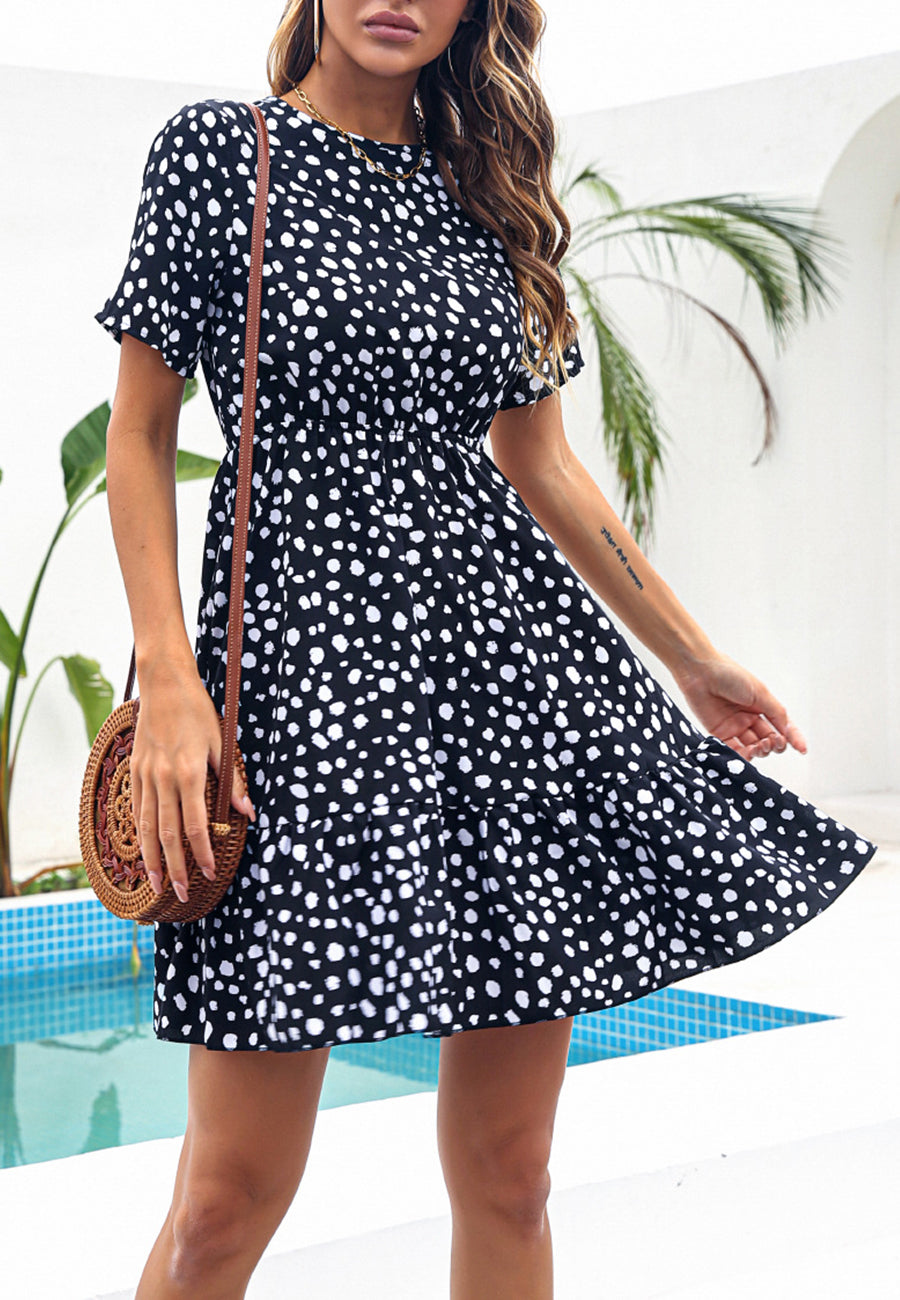 Vestido con dobladillo con volantes y estampado de guepardo