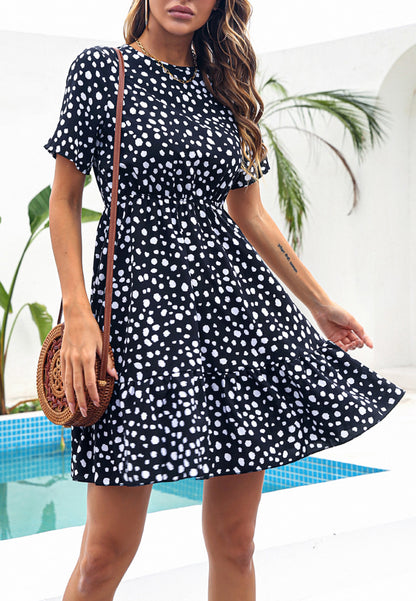 Vestido con dobladillo con volantes y estampado de guepardo