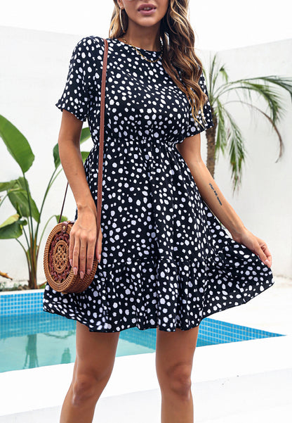 Vestido con dobladillo con volantes y estampado de guepardo