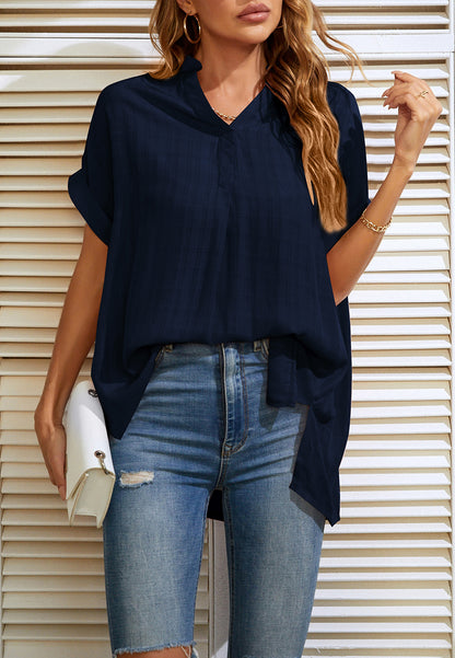 Plaid Pattern Pleated Back Blouse