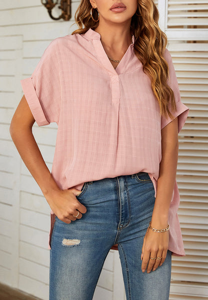 Plaid Pattern Pleated Back Blouse