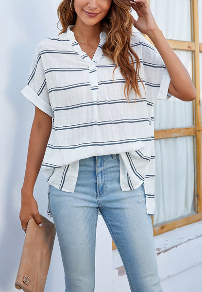 Plaid Pattern Pleated Back Blouse