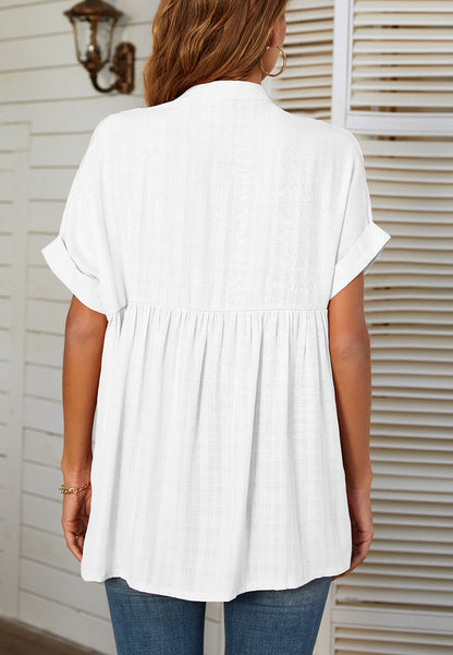 Plaid Pattern Pleated Back Blouse