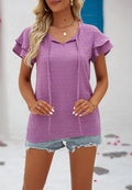 Swiss Dot Tiered Sleeve Blouse