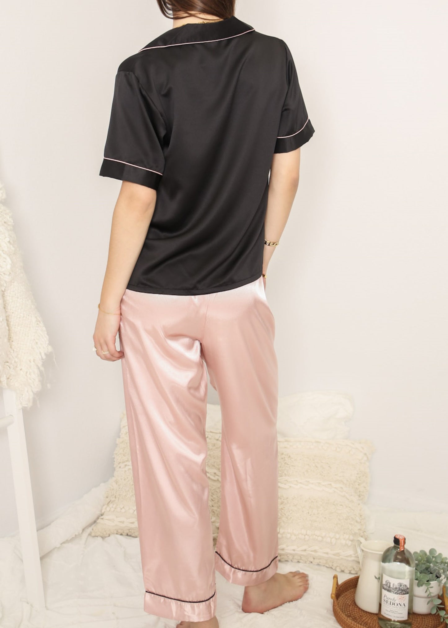 Black and Pink Loungewear 4 Piece Set