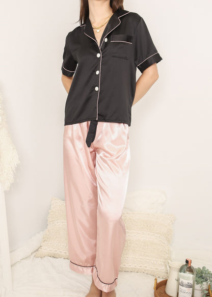 Black and Pink Loungewear 4 Piece Set