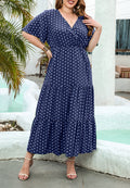 Plus Size Polka Dot Tiered Dress
