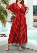 Plus Size Polka Dot Tiered Dress