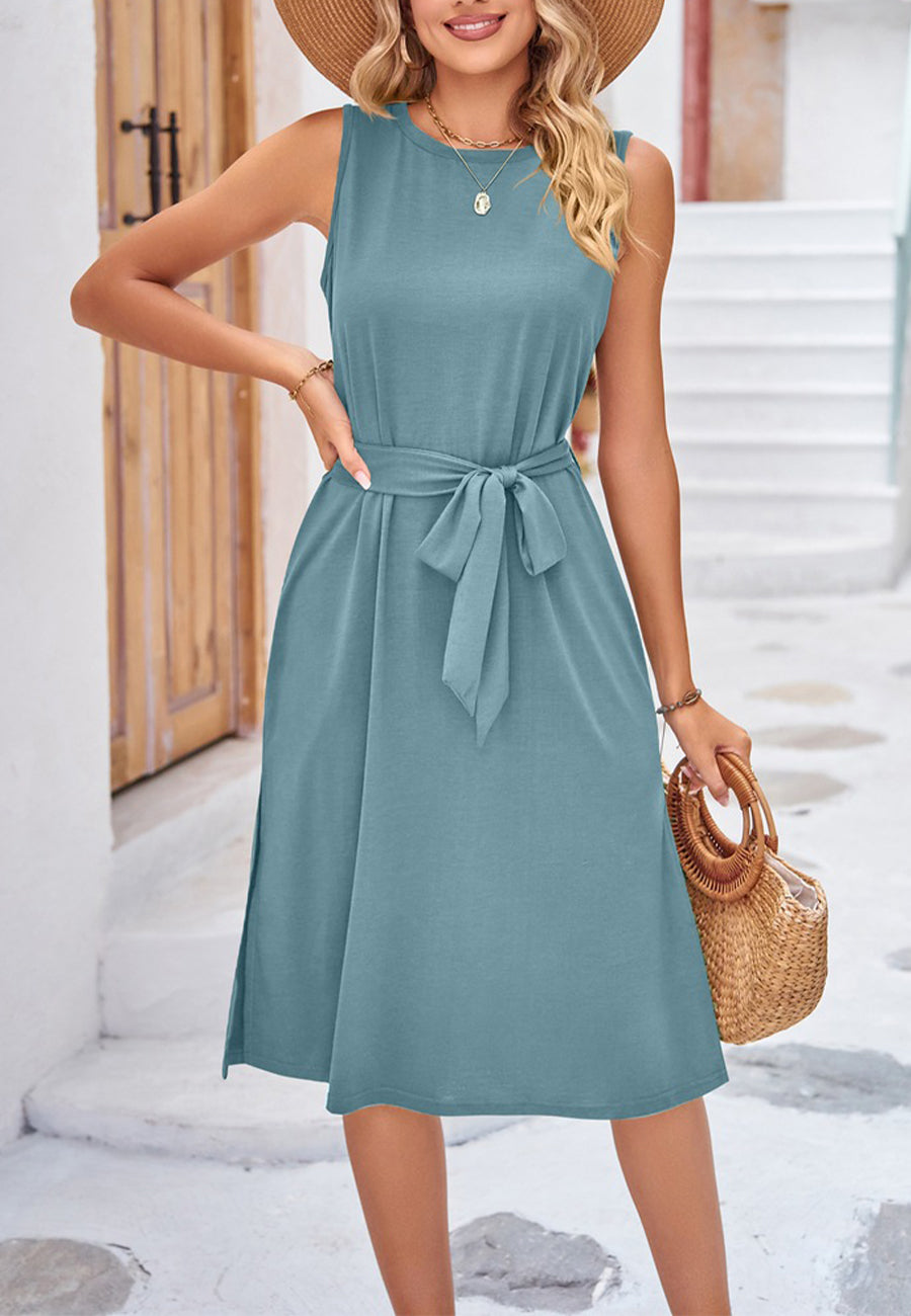 Classic Tie-Waist Dress - Small 4-6 / Light Blue Classic Tie-Waist Dress - Small 4-6 / Light Blue