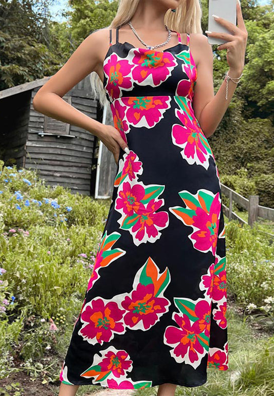 Vestido con tirantes finos dobles y estampado floral