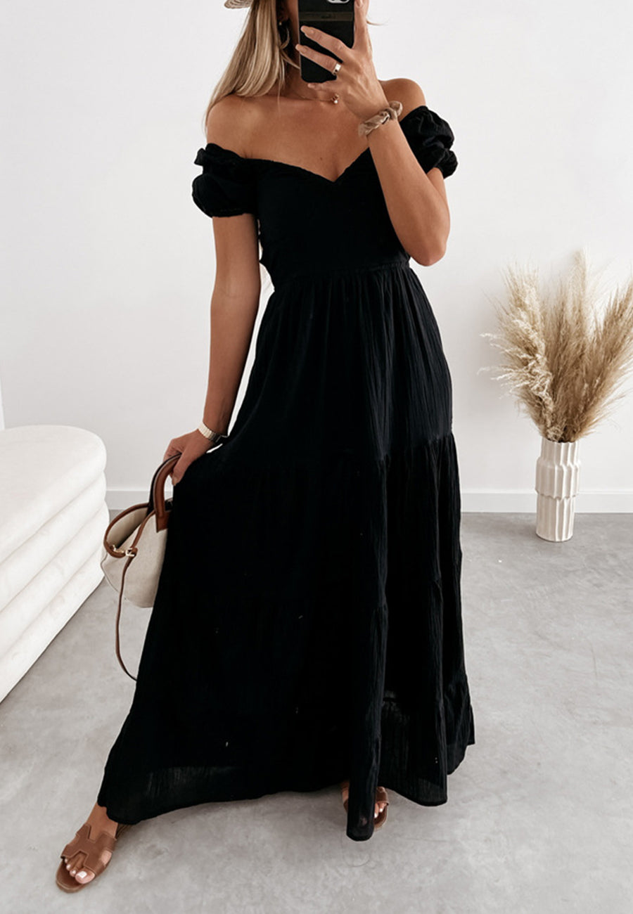 Vestido largo con doble lazo en la espalda