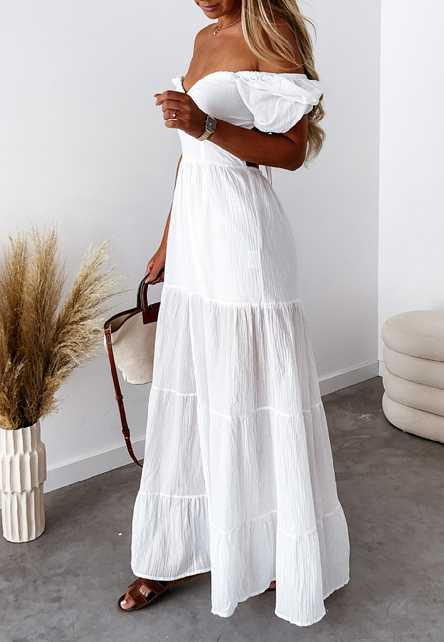 Vestido largo con doble lazo en la espalda