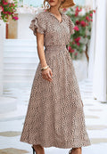 Vestido de guepardo con mangas con volantes en capas