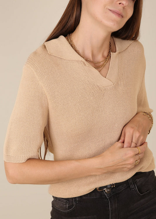 Camisa de punto con cuello en V
