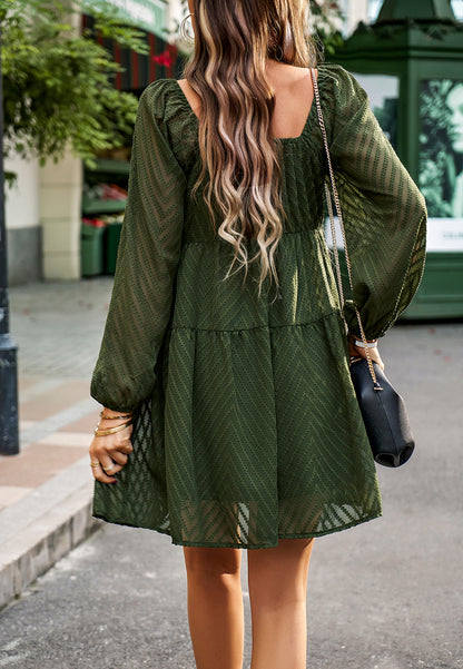 Chevron Pattern Square Neck Dress