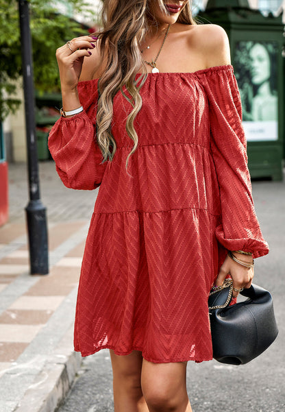 Chevron Pattern Square Neck Dress