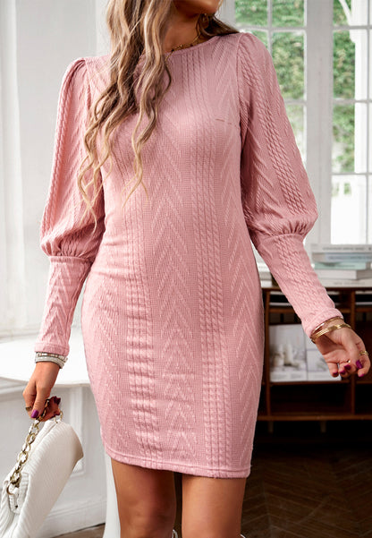 Leg-Of-Mutton Knit Sweater Dress