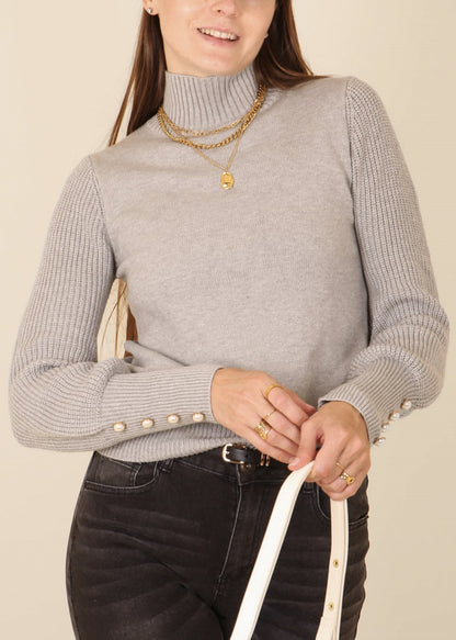 Solid Color High Neck Sweater