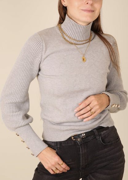 Solid Color High Neck Sweater