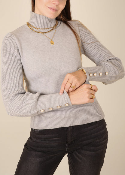 Solid Color High Neck Sweater