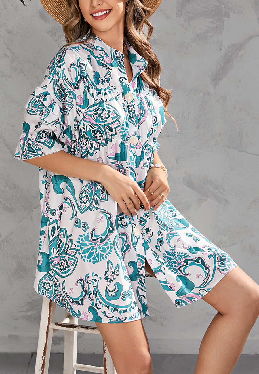 Vestido estampado con botones en la parte delantera