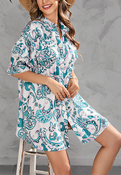 Vestido estampado con botones en la parte delantera